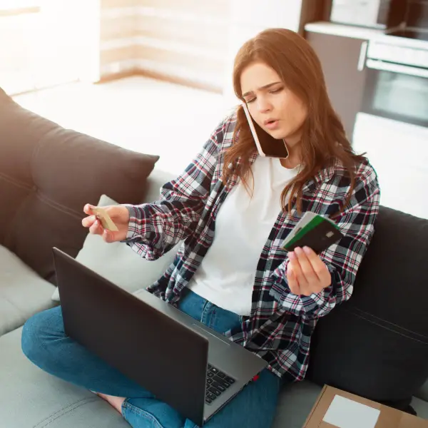 Frustrated user leaving an online store mid-purchase on phone