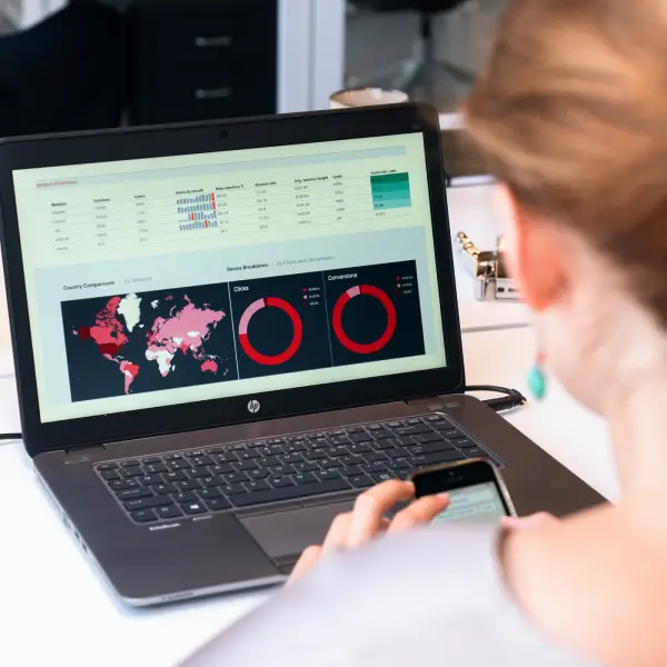 Conversion expert studying where visitors drop off on landing page